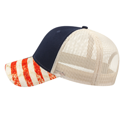 Cap America i1011 Sublimated Flag Visor Trucker Mesh Back Cap-4