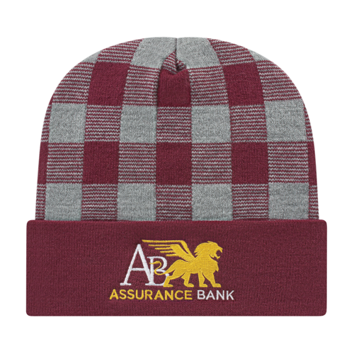 Cap America RKP12 Plaid Knit Cap with Cuff-1