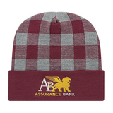 Cap America RKP12 Plaid Knit Cap with Cuff-1