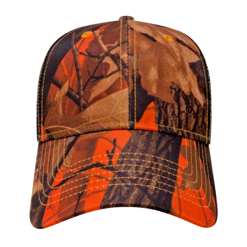 Cap America i2034 Orange Ridge Camo with Black Trucker Mesh Cap-3