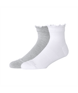 Active Ruffle Quarter Socks 2 Pack WHITE XL-2