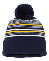 Sportsman 12" Striped Pom-Pom Cuffed Beanie-2