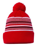 Sportsman 12" Striped Pom-Pom Cuffed Beanie-1
