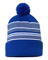 Sportsman 12" Striped Pom-Pom Cuffed Beanie-1