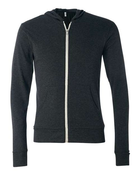 BELLA + CANVAS Men's Triblend Lightweight Full-Zip Hooded Long Sleeve Tee-1