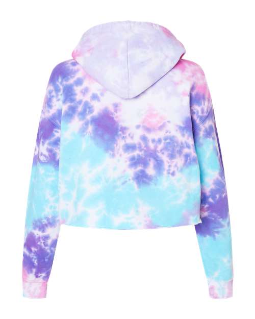Colortone Women's Tie-Dyed Crop Hooded Sweatshirt-2