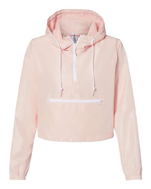 Independent Trading Co. Women's Lightweight Quarter-Zip Pullover Crop Windbreaker-1
