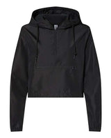 Independent Trading Co. Women's Lightweight Quarter-Zip Pullover Crop Windbreaker-1