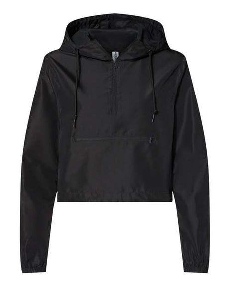 Independent Trading Co. Women's Lightweight Quarter-Zip Pullover Crop Windbreaker-1