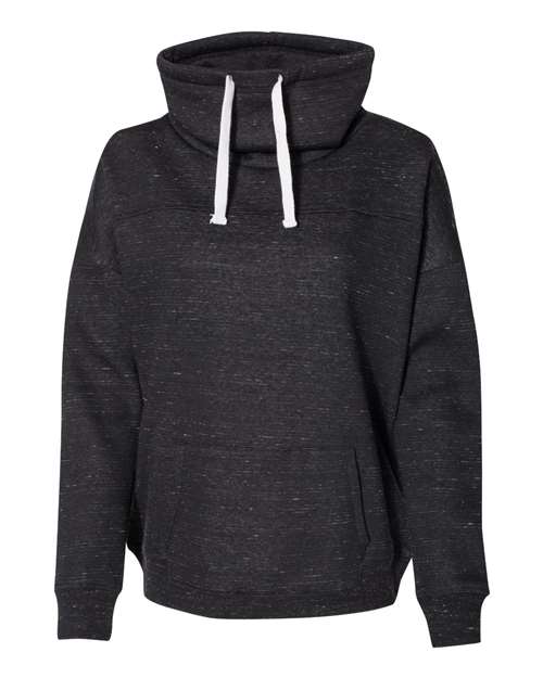 J. America Women's Mélange Fleece Cowl Neck Sweatshirt-1
