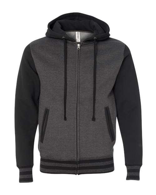 Independent Trading Co. Men's Heavyweight Varsity Full-Zip Hooded Sweatshirt-1