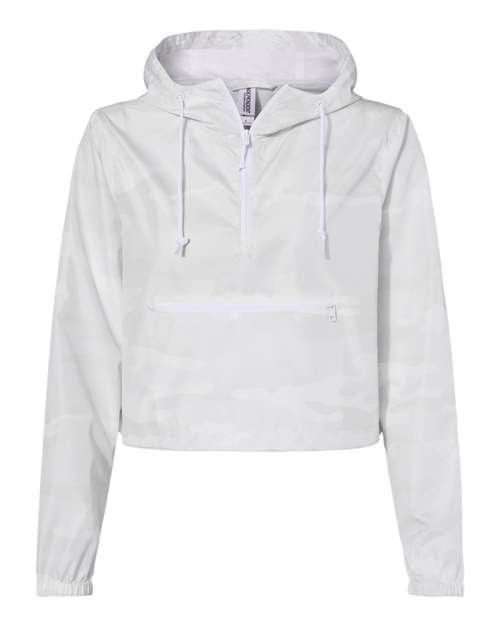 Independent Trading Co. Women's Lightweight Quarter-Zip Pullover Crop Windbreaker-1