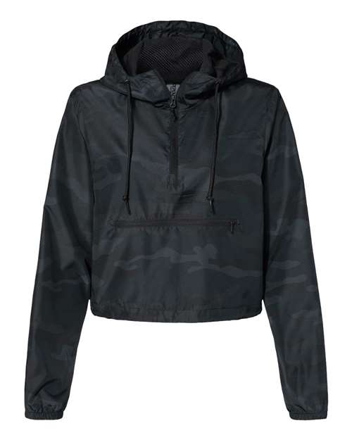 Independent Trading Co. Women's Lightweight Quarter-Zip Pullover Crop Windbreaker-1