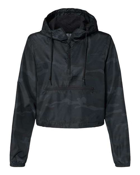 Independent Trading Co. Women's Lightweight Quarter-Zip Pullover Crop Windbreaker-1