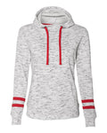 J. America Women’s Mélange Fleece Striped-Sleeve Hooded Sweatshirt-1