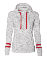J. America Women’s Mélange Fleece Striped-Sleeve Hooded Sweatshirt-1