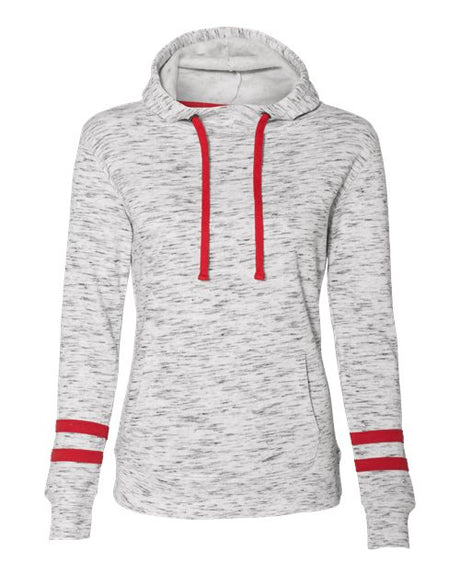 J. America Women’s Mélange Fleece Striped-Sleeve Hooded Sweatshirt-1