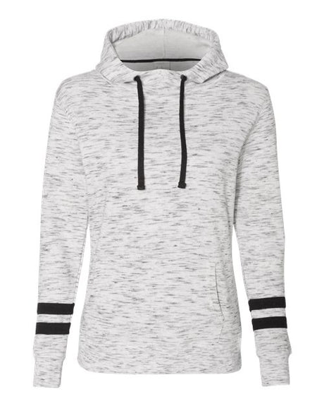 J. America Women’s Mélange Fleece Striped-Sleeve Hooded Sweatshirt-1