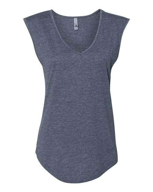 Next Level Women's Festival Sleeveless Deep V-Neck T-Shirt-1