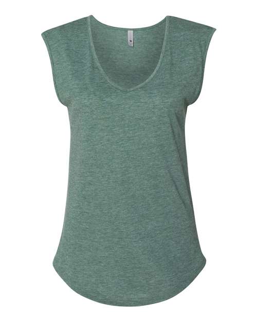 Next Level Women's Festival Sleeveless Deep V-Neck T-Shirt-1
