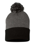 Sportsman 12" Pom-Pom Cuffed Beanie-1