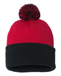 Sportsman 12" Pom-Pom Cuffed Beanie-1