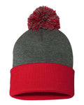Sportsman 12" Pom-Pom Cuffed Beanie-1