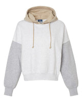 MV Sport Women's Sueded Fleece Colorblocked Crop Hooded Sweatshirt-1
