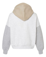 MV Sport Women's Sueded Fleece Colorblocked Crop Hooded Sweatshirt-2