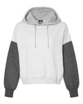 MV Sport Women's Sueded Fleece Colorblocked Crop Hooded Sweatshirt-1