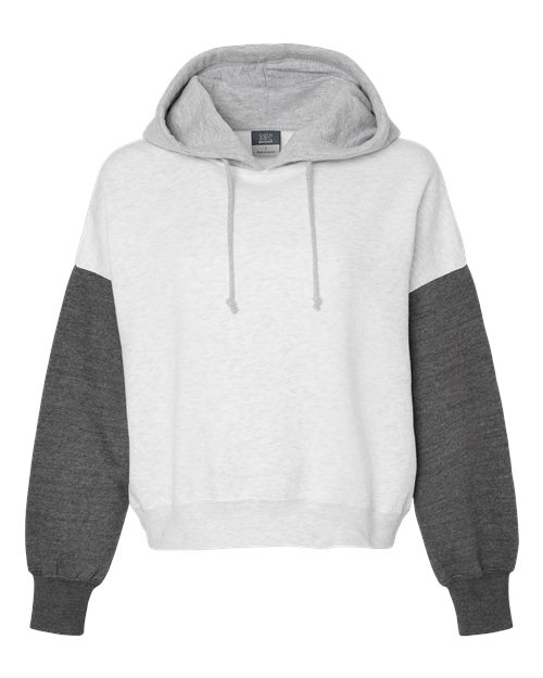 MV Sport Women's Sueded Fleece Colorblocked Crop Hooded Sweatshirt-1