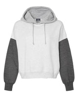 MV Sport Women's Sueded Fleece Colorblocked Crop Hooded Sweatshirt-1