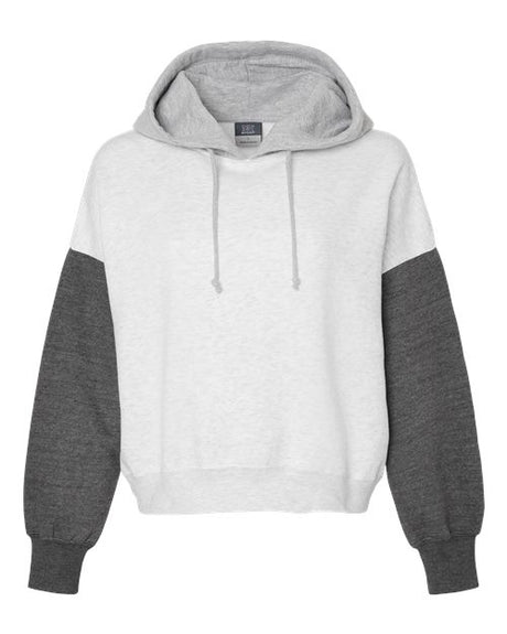 MV Sport Women's Sueded Fleece Colorblocked Crop Hooded Sweatshirt-1