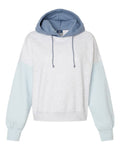 MV Sport Women's Sueded Fleece Colorblocked Crop Hooded Sweatshirt-1