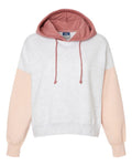 MV Sport Women's Sueded Fleece Colorblocked Crop Hooded Sweatshirt-1