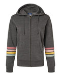 MV Sport Women's Striped Sleeves Full-Zip Hooded Sweatshirt-1