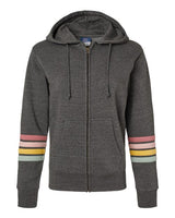 MV Sport Women's Striped Sleeves Full-Zip Hooded Sweatshirt-1