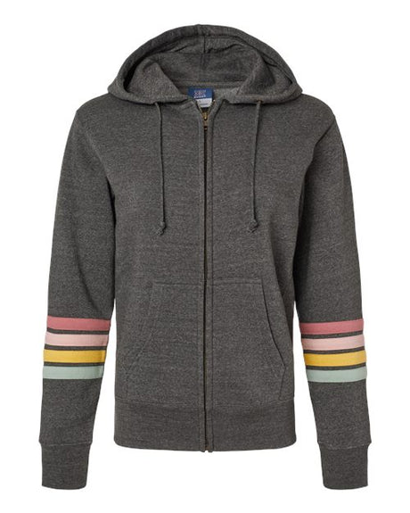 MV Sport Women's Striped Sleeves Full-Zip Hooded Sweatshirt-1