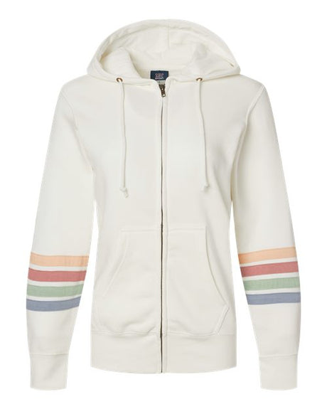 MV Sport Women's Striped Sleeves Full-Zip Hooded Sweatshirt-1