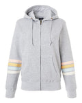 MV Sport Women's Striped Sleeves Full-Zip Hooded Sweatshirt-1