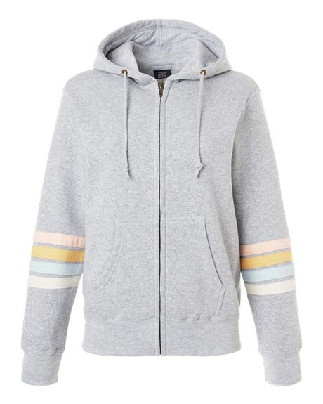 MV Sport Women's Striped Sleeves Full-Zip Hooded Sweatshirt-1