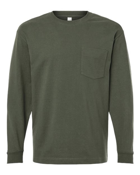 American Apparel Men's Super Heavyweight Long Sleeve Pocket Tee-1