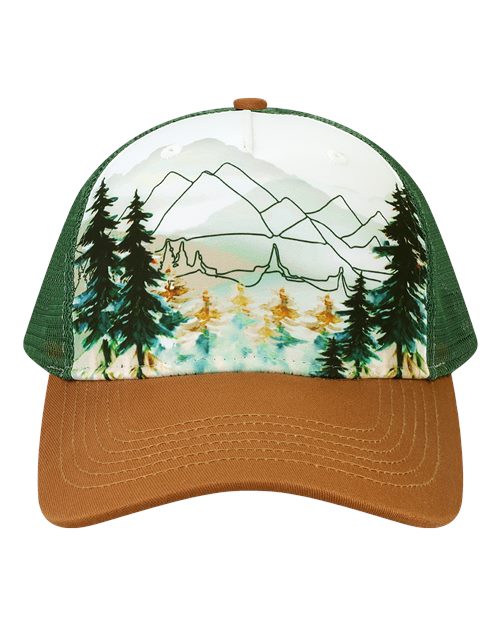 LOCALE Printed Five-Panel Trucker Cap-1