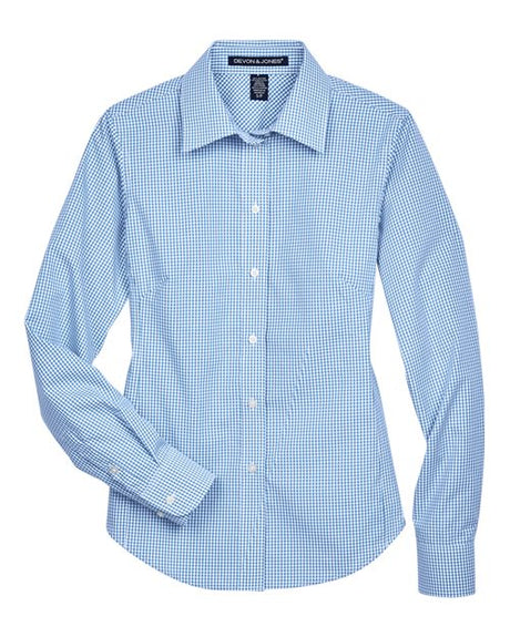 Devon & Jones Women's Crown Collection Gingham Check Woven Dress Shirt-1