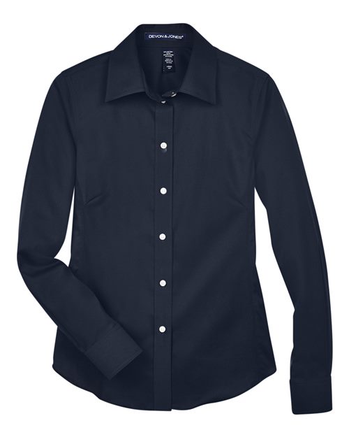 Devon & Jones Women's Crown Collection Solid Stretch Twill Woven Dress Shirt-1