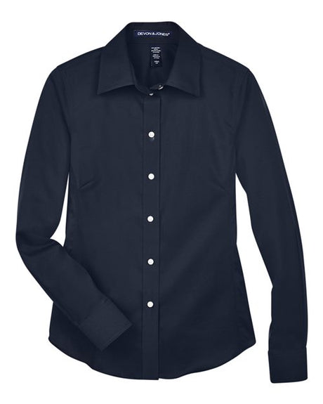 Devon & Jones Women's Crown Collection Solid Stretch Twill Woven Dress Shirt-1