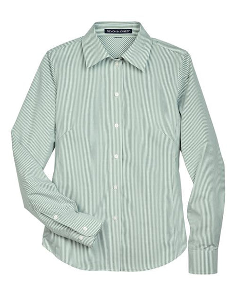 Devon & Jones Women's Crown Collection Banker Stripe Woven Dress Shirt-1