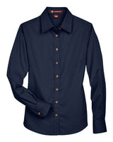 Harriton Women's Easy Blend Long Sleeve Twill Dress Shirt with Stain-Release-1