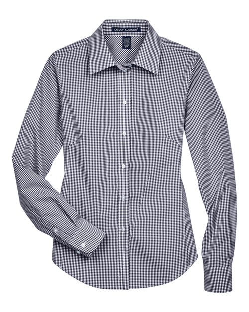 Devon & Jones Women's Crown Collection Gingham Check Woven Dress Shirt-1