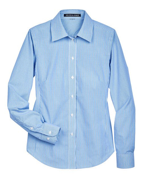 Devon & Jones Women's Crown Collection Banker Stripe Woven Dress Shirt-1
